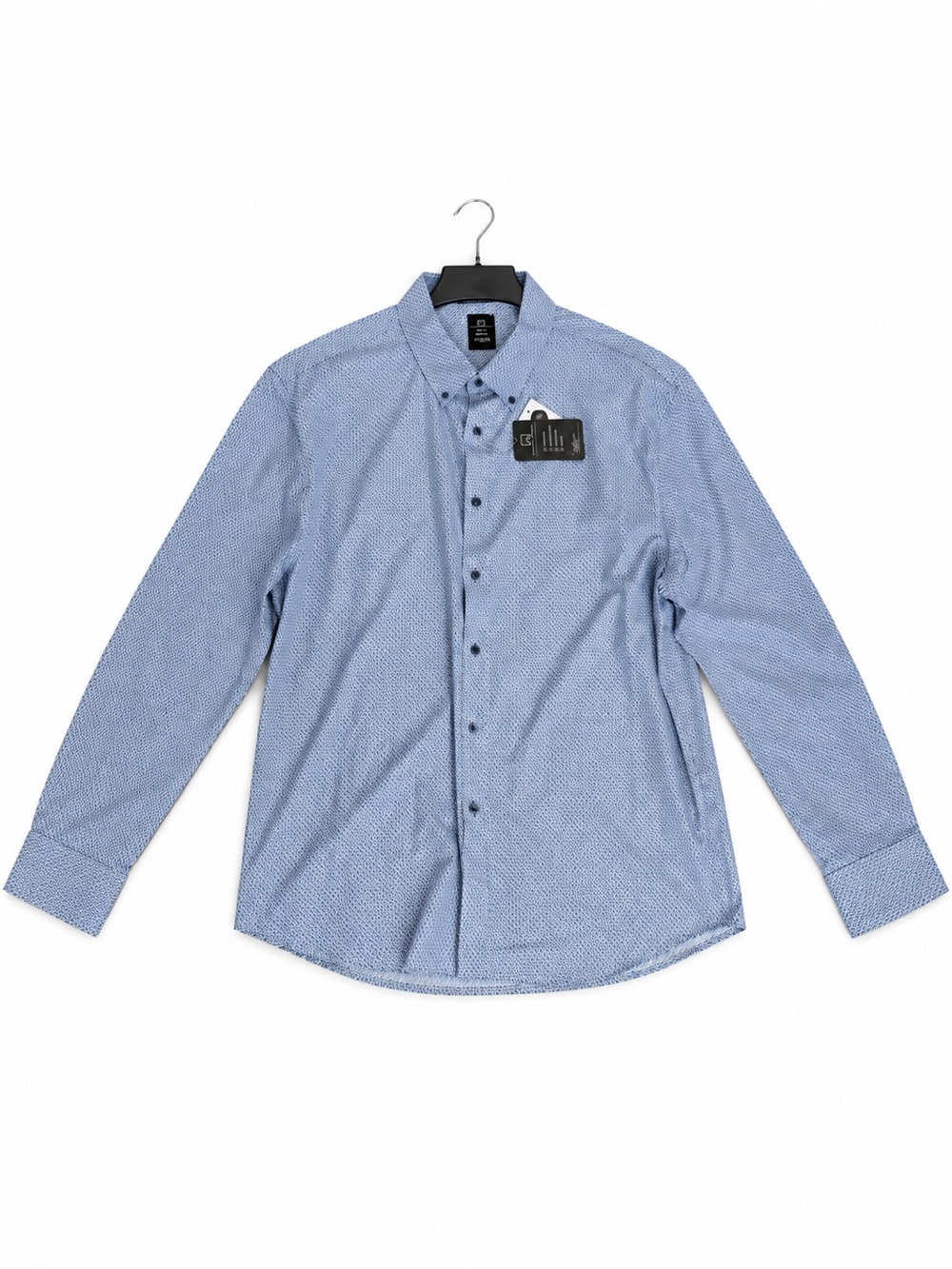 Men's Light Blue Micro-Pattern Button-Down Shirt